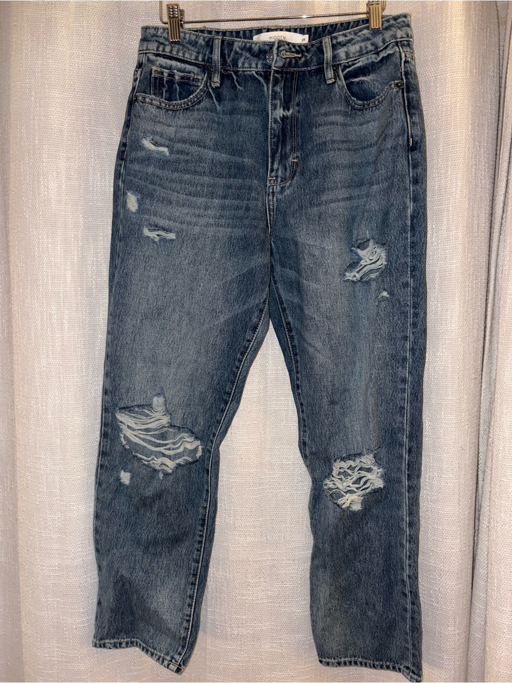Distressed Boyfriend Jeans - Dark Blue
